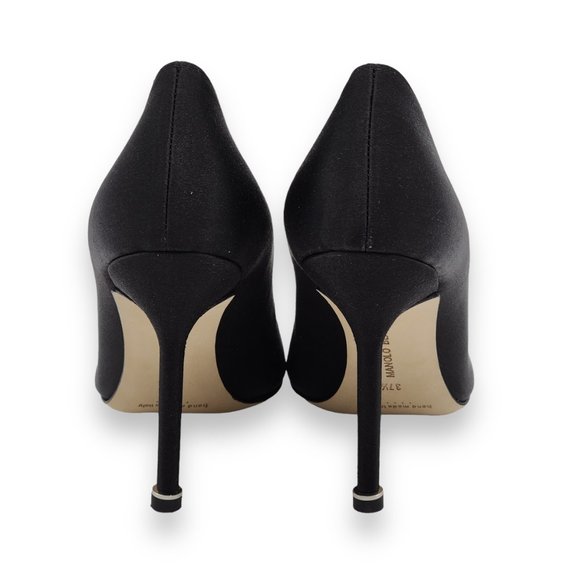 Manolo Blahnik Hangisi Satin Pumps Heels Black $1195 - Picture 5 of 6